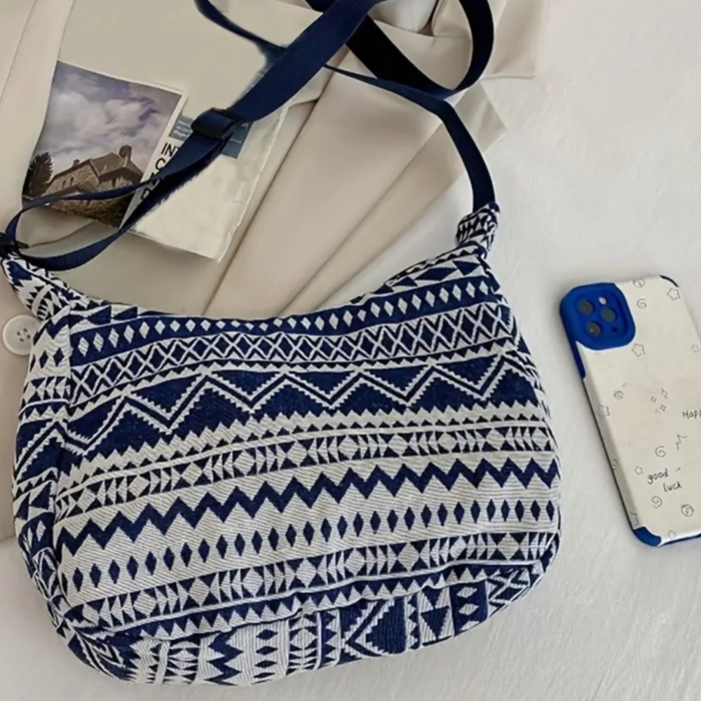 Navy Blue Patterned Women's Bag